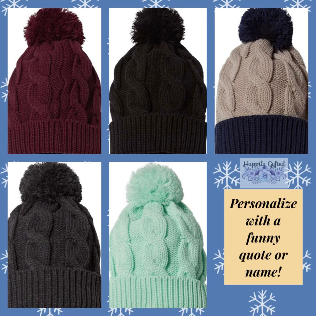 Custom Cable Knit Winter Hat